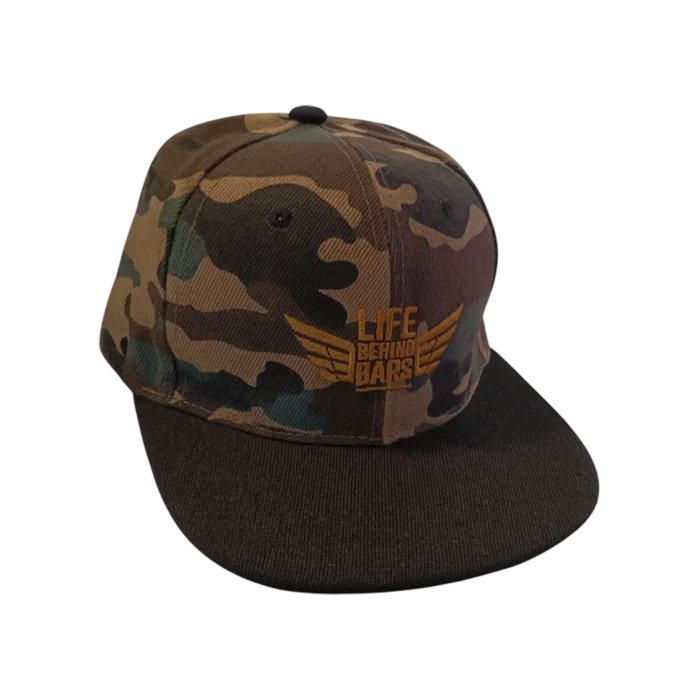 Black Camo Flat Brim Logo Cap