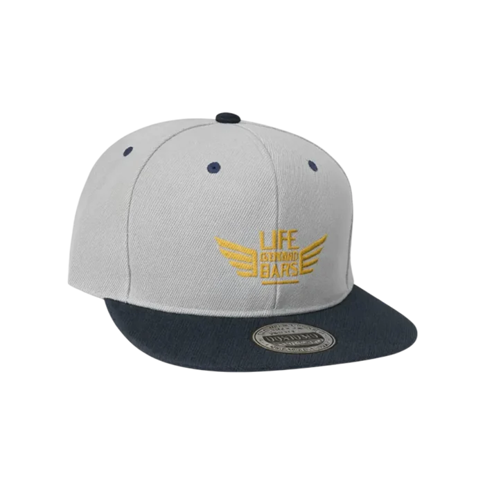 Light Grey Dark Grey Flat Brim Logo Cap