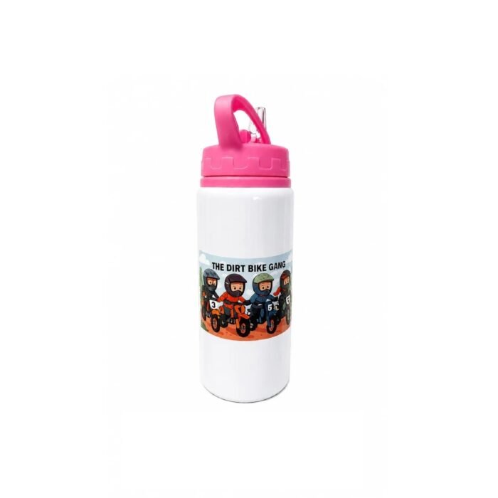 Dirt Bike Gang Aluminium Drink Bottle/Pink