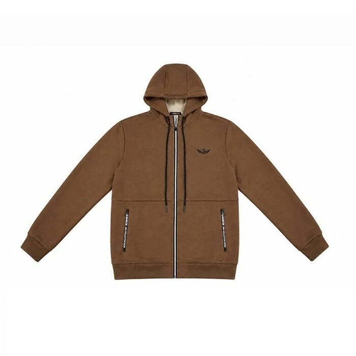 Fleeced lined small logo hoodie/coffee