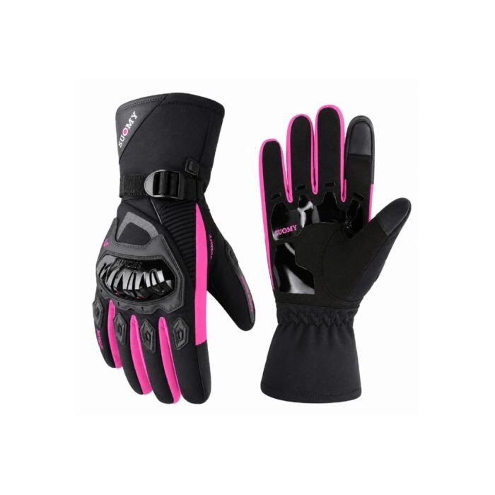Ladies motorcycle gloves, black/pink